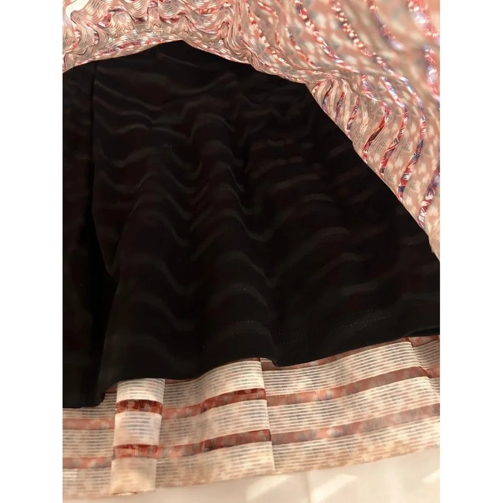 Maje‎ Jezabel Red Floral Striped Tiered Ruffle Mini Skirt Size 34 US XS